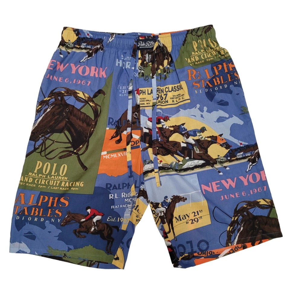 Polo by Ralph Lauren Sleep Shorts, Horse Racing Print, Medium